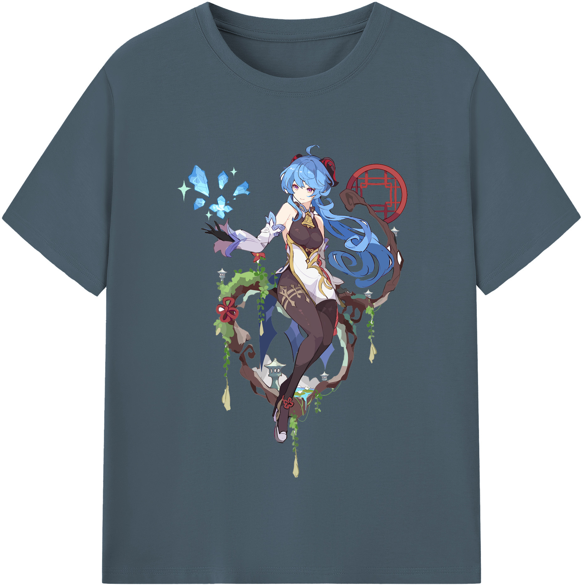 げんし神 甘雨 かんう genshin Ganyu 綿100％半袖Tシャツ（フロントプリント）